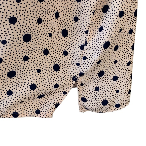 Talbots‎ pink/navy polka dots gathered high neckline sleeveless blouse. Size 2X - Picture 7 of 11